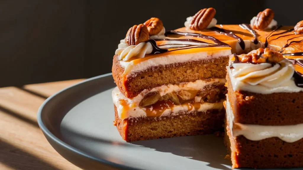 Banana Pecan Caramel Layer Cake