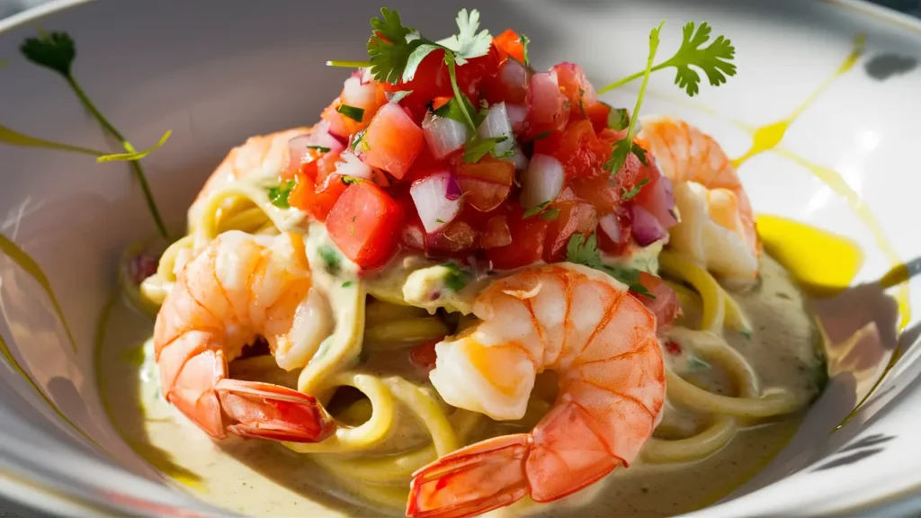 creamy shrimp and pasta recipes with pico de gallo recipe